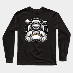 Sloth Astronaut Taco Adventure Funny Sloth Taco Fan Graphic Long Sleeve T-Shirt